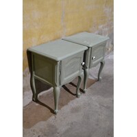 thumb-Engelse nachtkastjes links en rechts, brocante grijsgroen, tweedehands-1