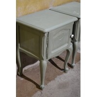 thumb-Engelse nachtkastjes links en rechts, brocante grijsgroen, tweedehands-2