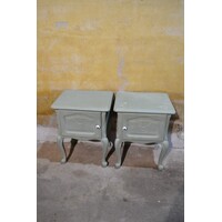 thumb-Engelse nachtkastjes links en rechts, brocante grijsgroen, tweedehands-3