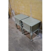 thumb-Engelse nachtkastjes links en rechts, brocante grijsgroen, tweedehands-4