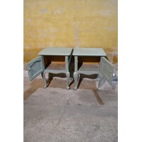 thumb-Engelse nachtkastjes links en rechts, brocante grijsgroen, tweedehands-7