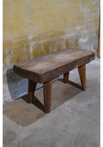 Antiek landelijk eiken bankje 