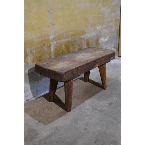 Antiek landelijk eiken bankje 