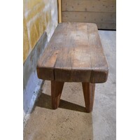 thumb-Antiek landelijk eiken bankje, rustiek en handgemaakt-2