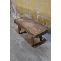 thumb-Antiek landelijk eiken bankje, rustiek en handgemaakt-4