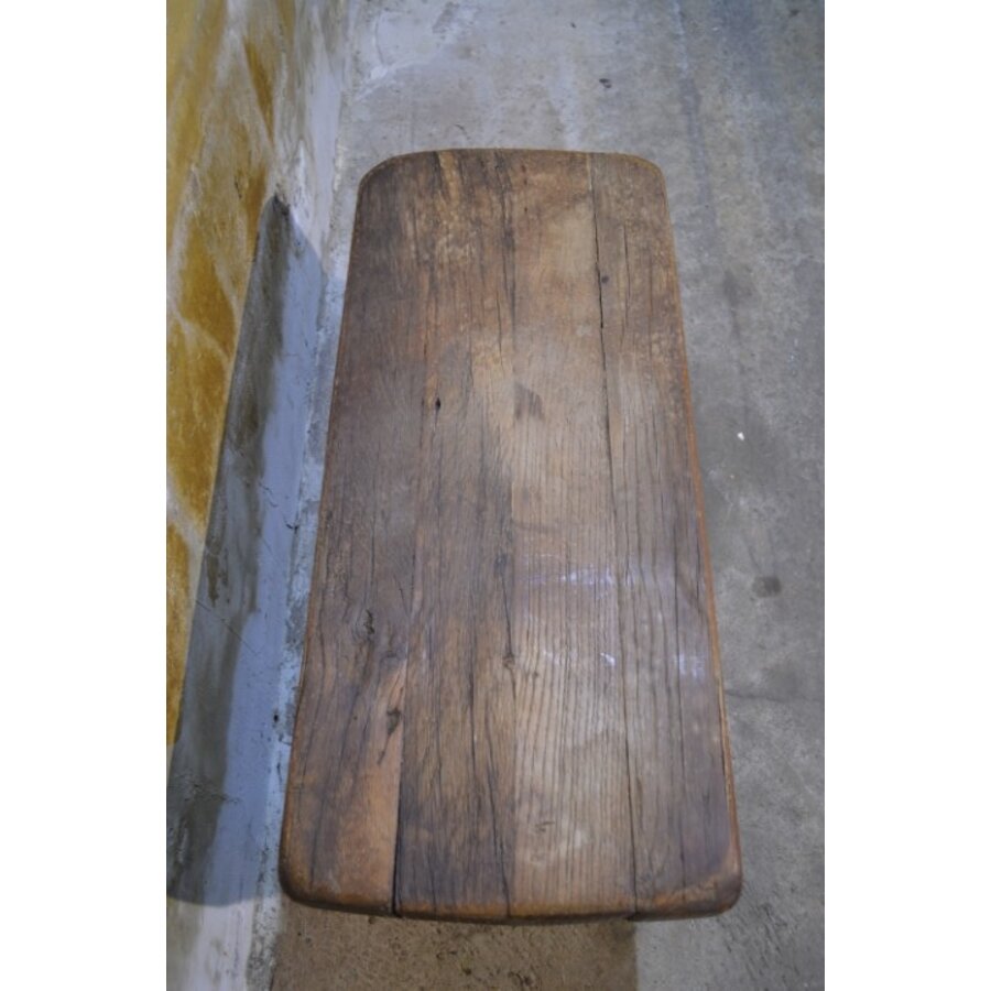 Antiek landelijk eiken bankje, rustiek en handgemaakt-5