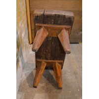 thumb-Antiek landelijk eiken bankje, rustiek en handgemaakt-6