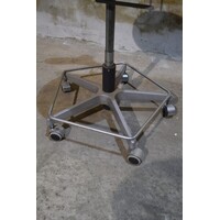 thumb-Hoge salonstoel op wieltjes met roze kunstleren bekleding-3