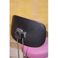 thumb-Hoge salonstoel op wieltjes met roze kunstleren bekleding-6