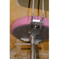 thumb-Hoge salonstoel op wieltjes met roze kunstleren bekleding-9