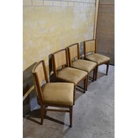 thumb-Set van 4 art deco eiken eetkamerstoelen met stoffen zitting-1