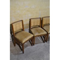 thumb-Set van 4 art deco eiken eetkamerstoelen met stoffen zitting-4