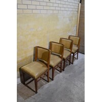 thumb-Set van 4 art deco eiken eetkamerstoelen met stoffen zitting-7