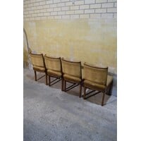 thumb-Set van 4 art deco eiken eetkamerstoelen met stoffen zitting-9