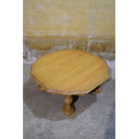 thumb-Ronde massief eiken salontafel met kolom poten-2