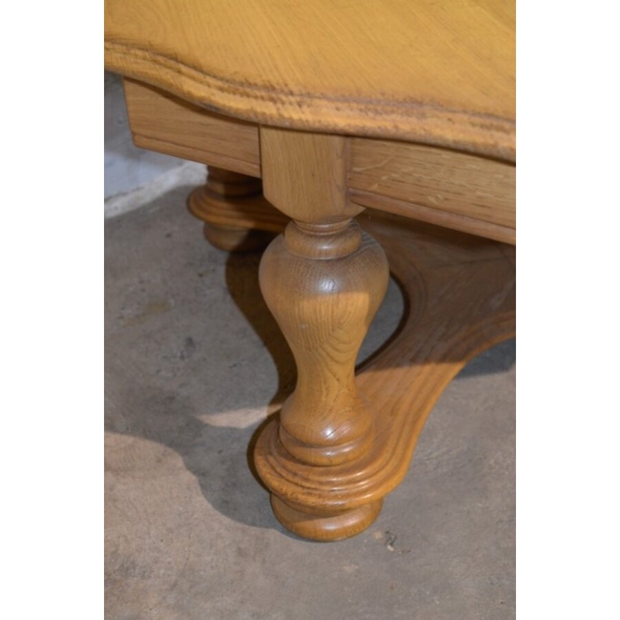 Ronde massief eiken salontafel met kolom poten-6