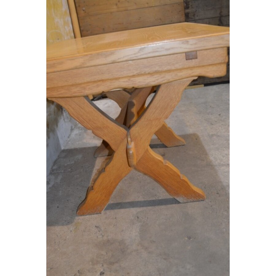 Zware blank eiken kruispoot eettafel uitschuifbaar-2