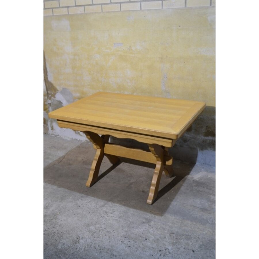 Zware blank eiken kruispoot eettafel uitschuifbaar-6