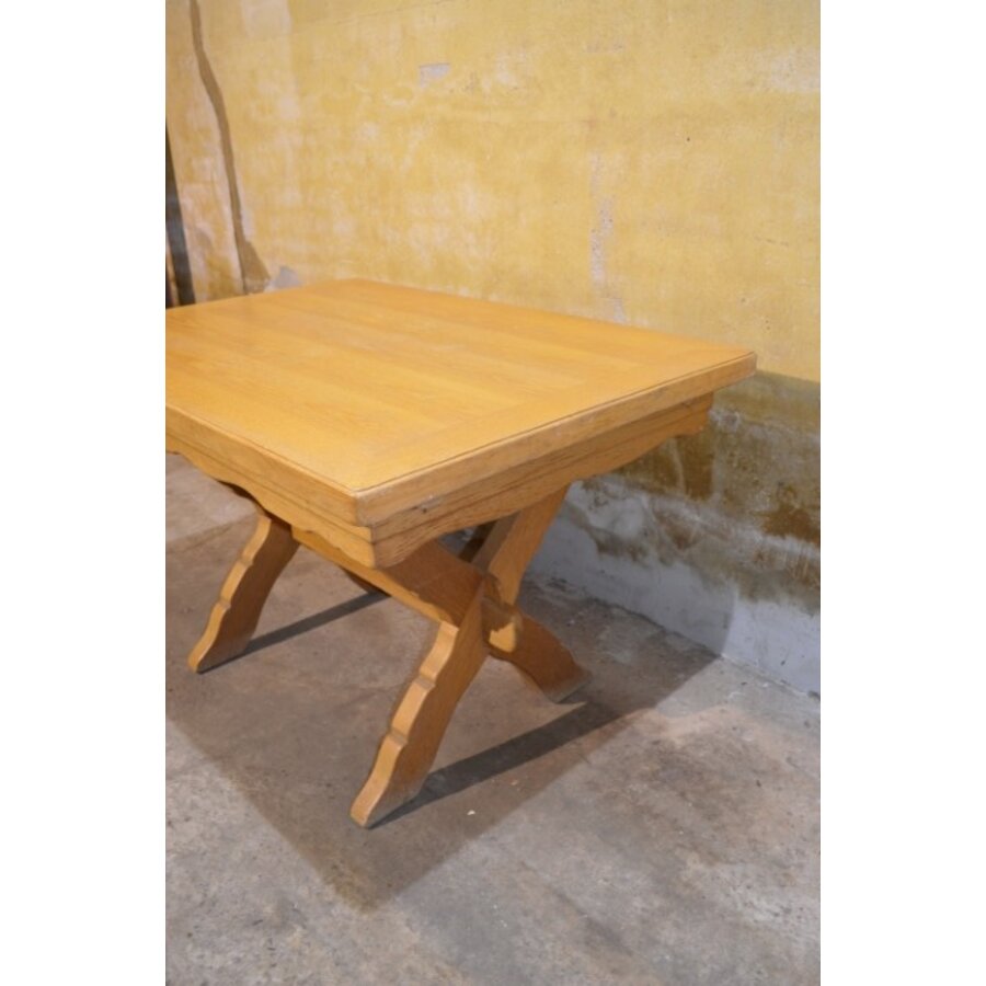 Zware blank eiken kruispoot eettafel uitschuifbaar-7