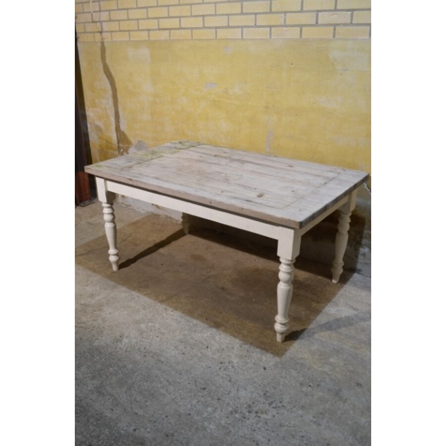 Landelijke grenen eettafel met gedraaide poten-6