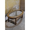 Ovale eiken salontafel met glas