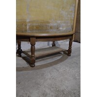 thumb-Ovale eiken salontafel met facet geslepen glasplaat en webbing-3