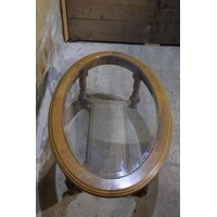 thumb-Ovale eiken salontafel met facet geslepen glasplaat en webbing-4