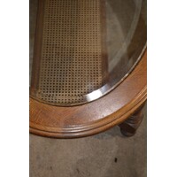 thumb-Ovale eiken salontafel met facet geslepen glasplaat en webbing-5