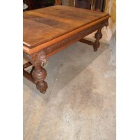 thumb-Antieke Franse eiken salontafel met leeuwenkoppen-8
