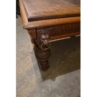 thumb-Antieke Franse eiken salontafel met leeuwenkoppen-9
