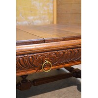 thumb-Antieke Franse eiken salontafel met leeuwenkoppen-10