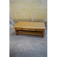 thumb-Massief eiken salontafel met 2 laden-6