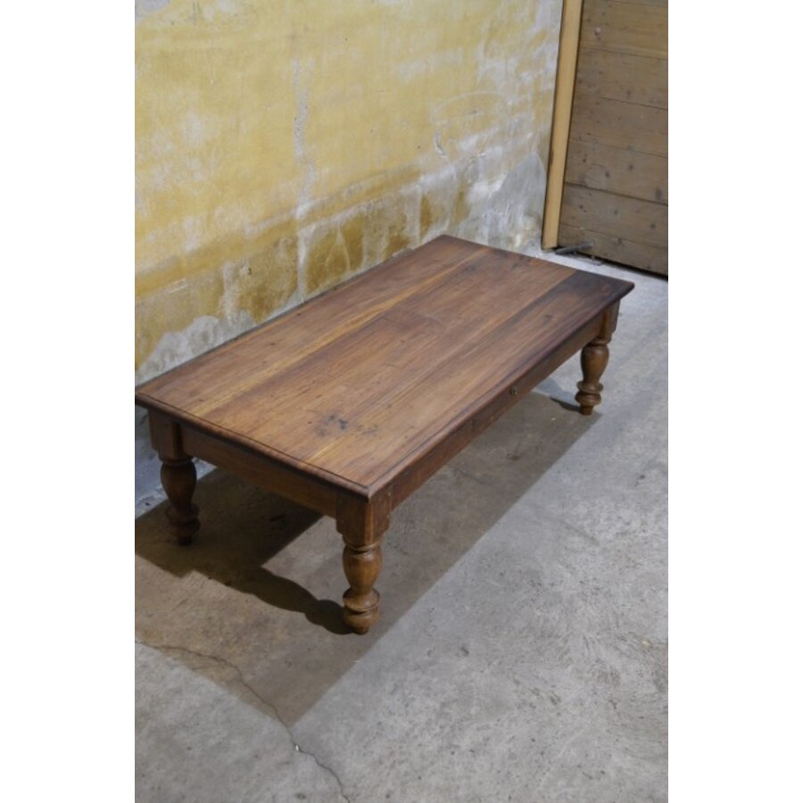 Massief mahonie salontafel met lade-5