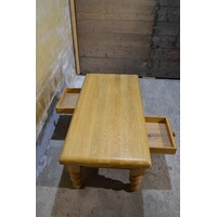 thumb-Massief blank eiken salontafel met 2 laden-6