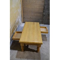 thumb-Massief blank eiken salontafel met 2 laden-7