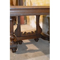 thumb-Franse eiken salontafel met decoratief houtsnijwerk-2