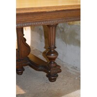 thumb-Franse eiken salontafel met decoratief houtsnijwerk-3