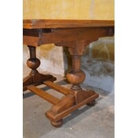 thumb-Vierkante eiken eettafel uittrekbaar – Zeldzaam antiek model ca. 1939 met H-poot-3