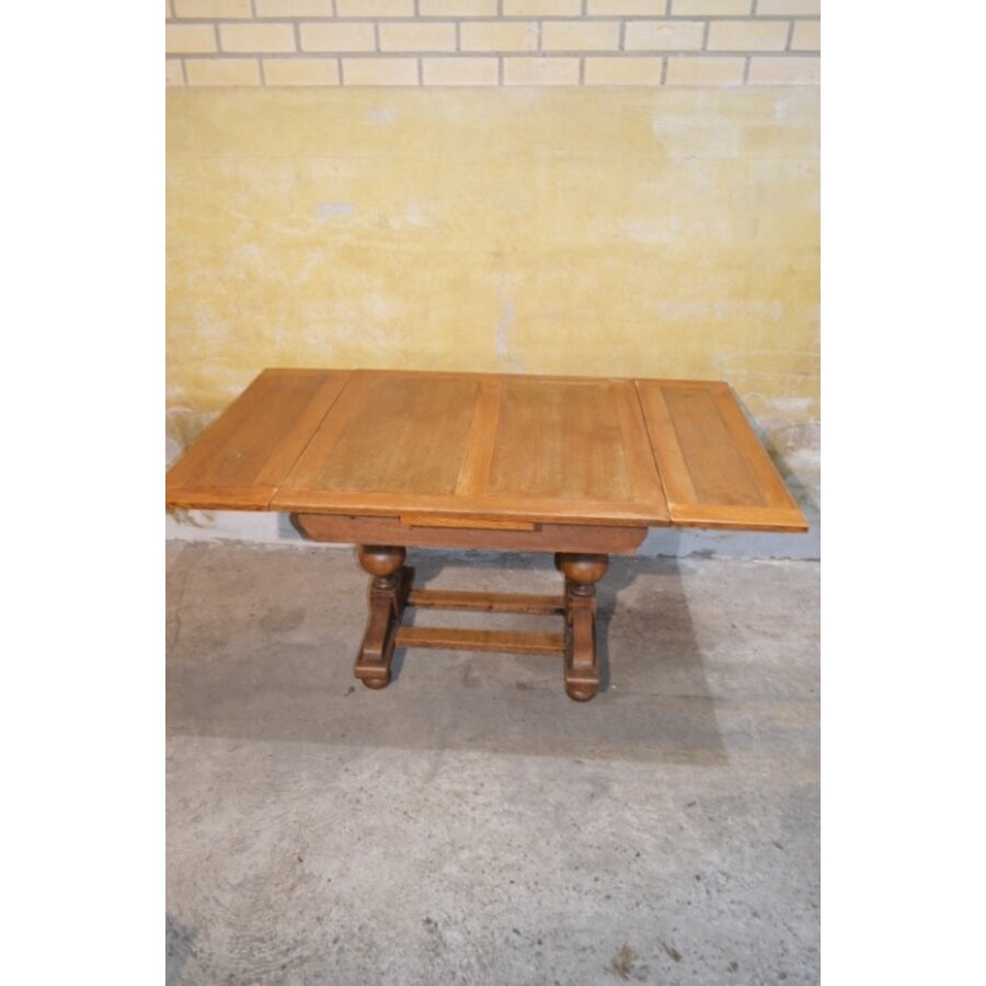 Vierkante eiken eettafel uittrekbaar – Zeldzaam antiek model ca. 1939 met H-poot-6