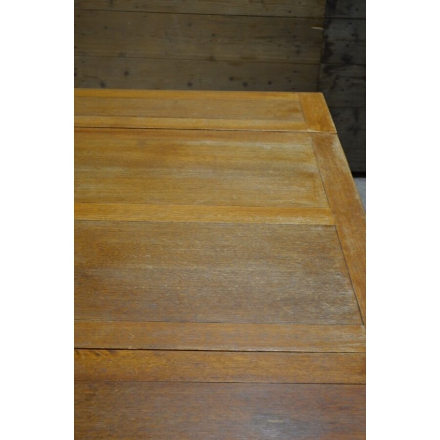 Vierkante eiken eettafel uittrekbaar – Zeldzaam antiek model ca. 1939 met H-poot-10