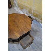 thumb-Achtzijdige eiken salontafel – Massief met 4 laden en vintage uitstraling-4