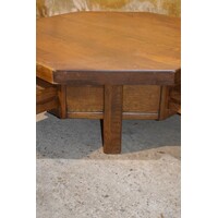 thumb-Achtzijdige eiken salontafel – Massief met 4 laden en vintage uitstraling-6