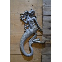 thumb-Gietijzeren zeemeermin wanddecoratie – Grote vintage nautische muurdecoratie-1