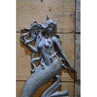 thumb-Gietijzeren zeemeermin wanddecoratie – Grote vintage nautische muurdecoratie-2