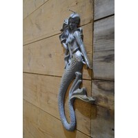 thumb-Gietijzeren zeemeermin wanddecoratie – Grote vintage nautische muurdecoratie-4