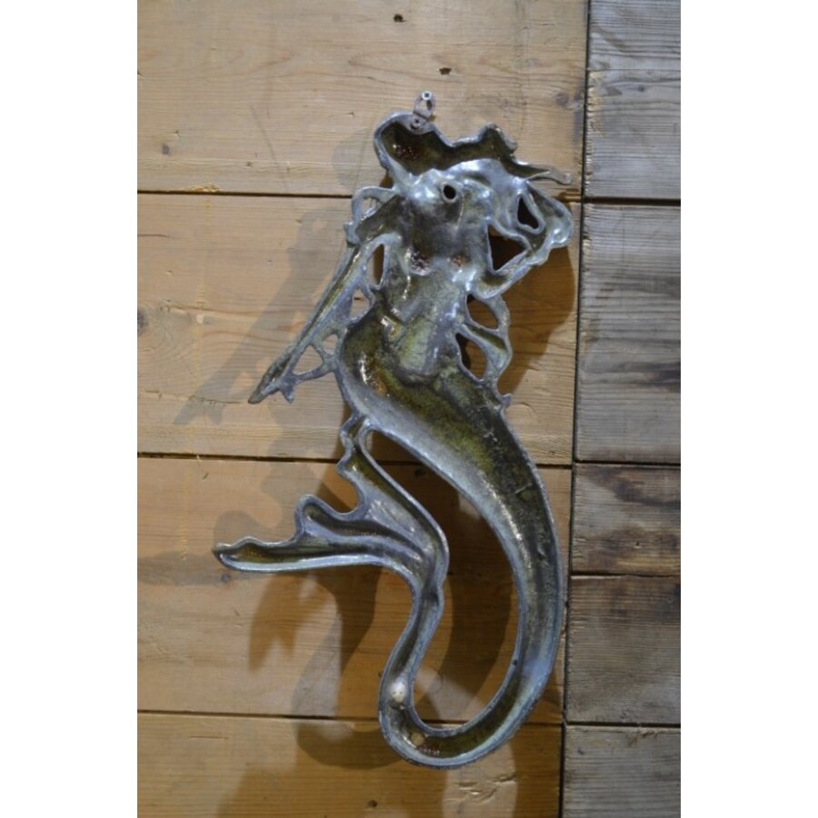 Gietijzeren zeemeermin wanddecoratie – Grote vintage nautische muurdecoratie-6