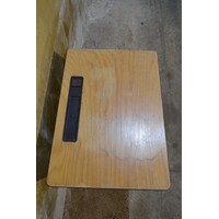 thumb-Vintage kinder schooltafeltje met houten blad en metalen onderstel-3