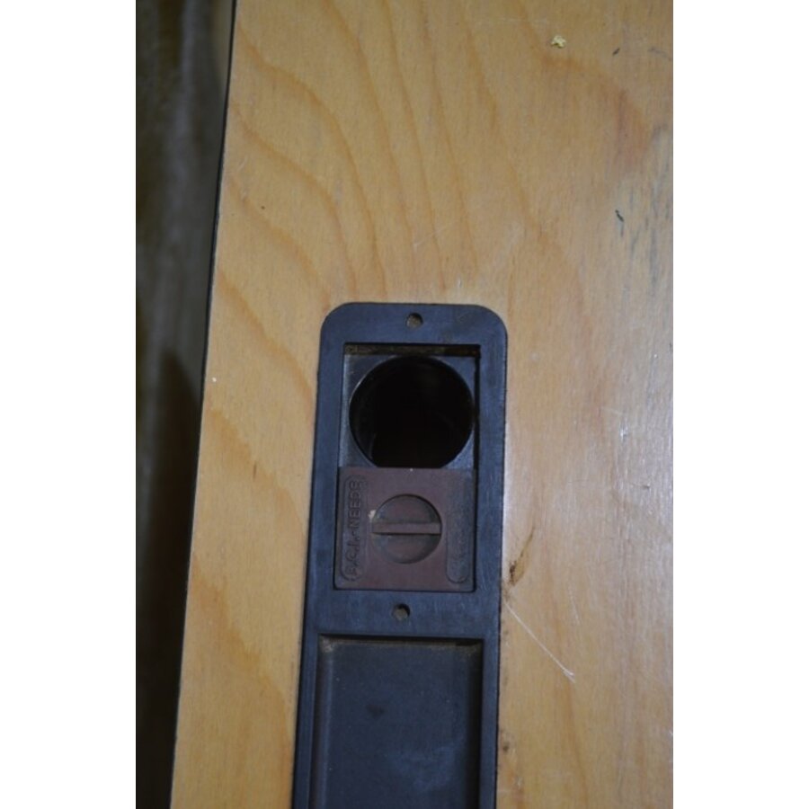 Vintage kinder schooltafeltje met houten blad en metalen onderstel-4