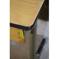 thumb-Vintage kinder schooltafeltje met houten blad en metalen onderstel-9