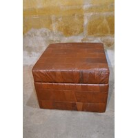 thumb-Vintage patchwork leren hocker met opbergruimte-2
